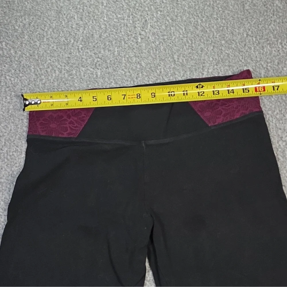 PINK Victoria's Secret PINK Yoga Leggings Black Purple Logo Waist L/G High